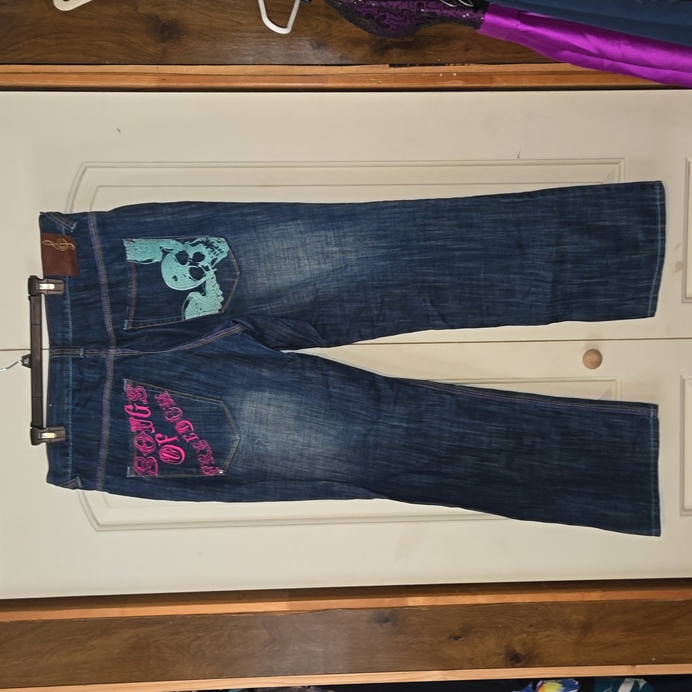Songs of Freedom Skeleton Men's Jeans 38 x 30 Embroidered